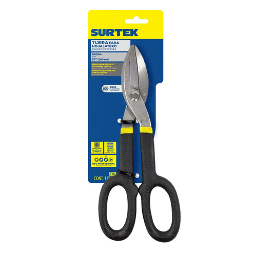 Tijeras Para Hojalatero Con Mango Rubber Grip 10, Surtek T01