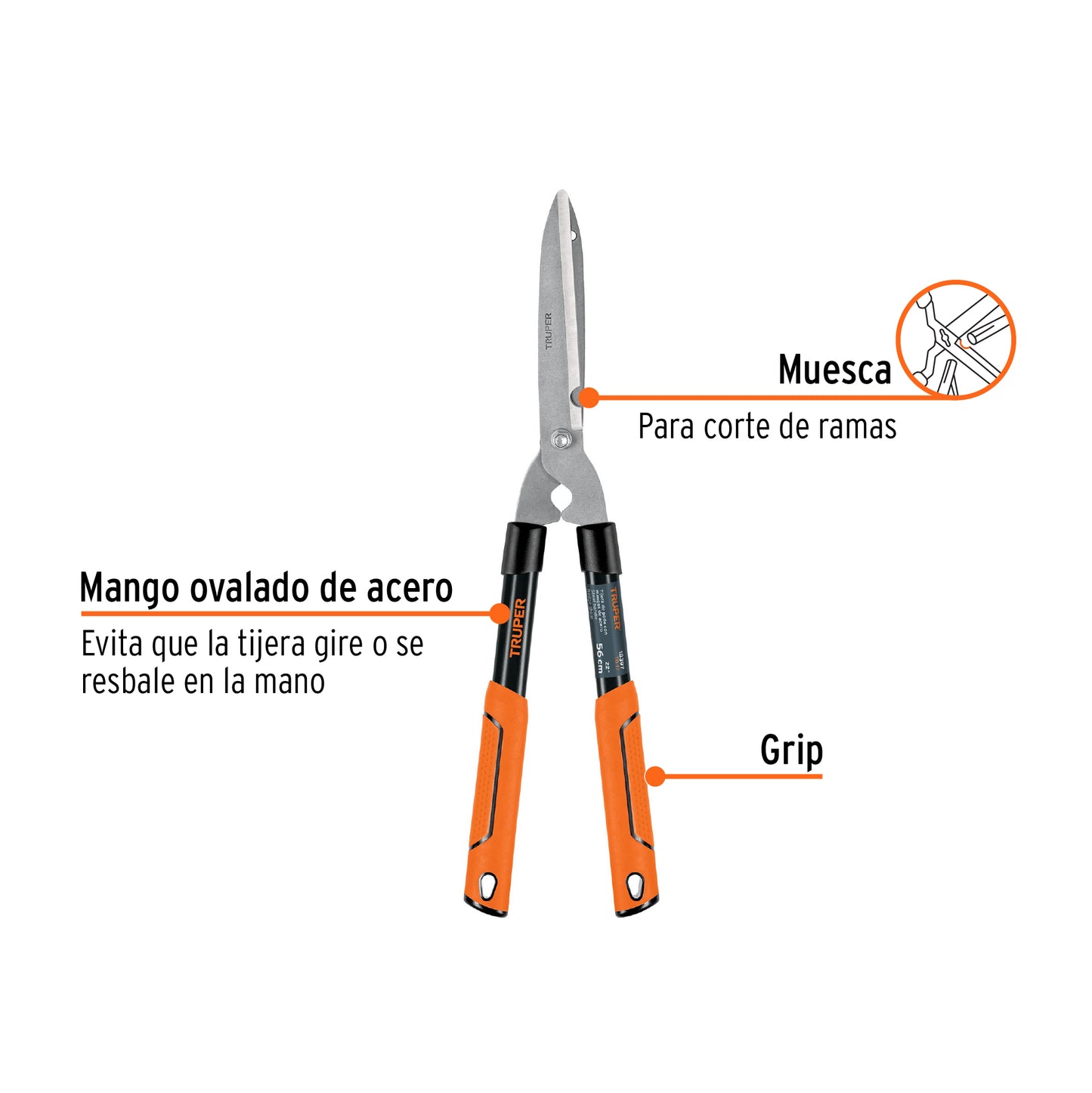 18397 TB-17	Tijera para poda 56 cm, ligera, mgos tubulares, truper