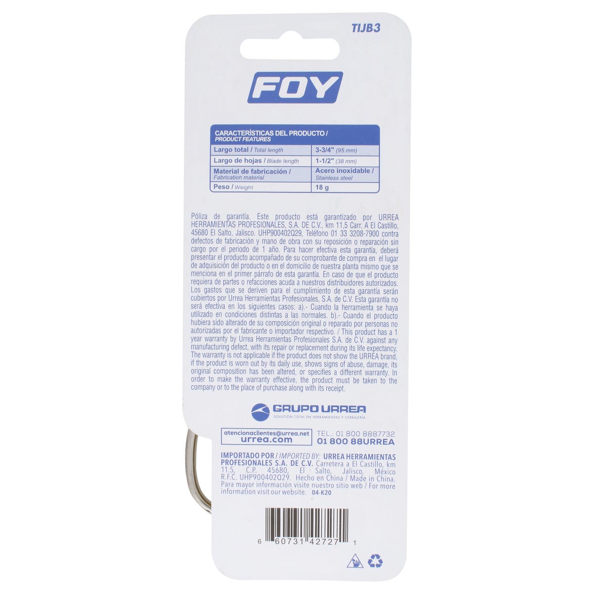 Tijeras Para Bordar 3-3/4, Foy TIJB3