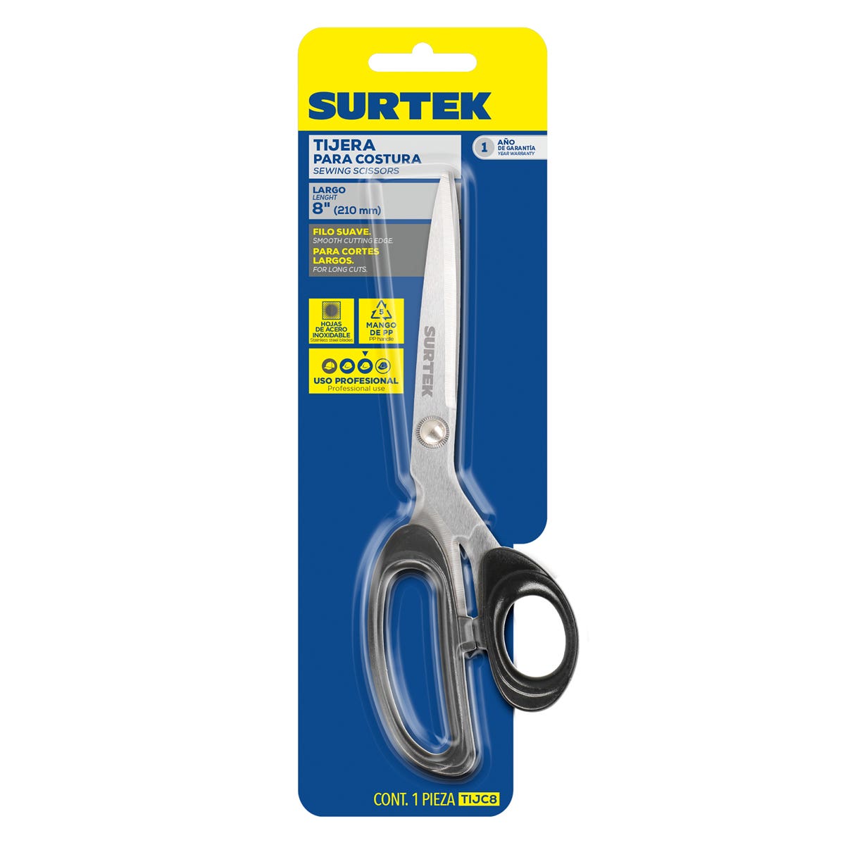 Tijeras Para Costura Ojo Grande 8, Surtek TIJC8