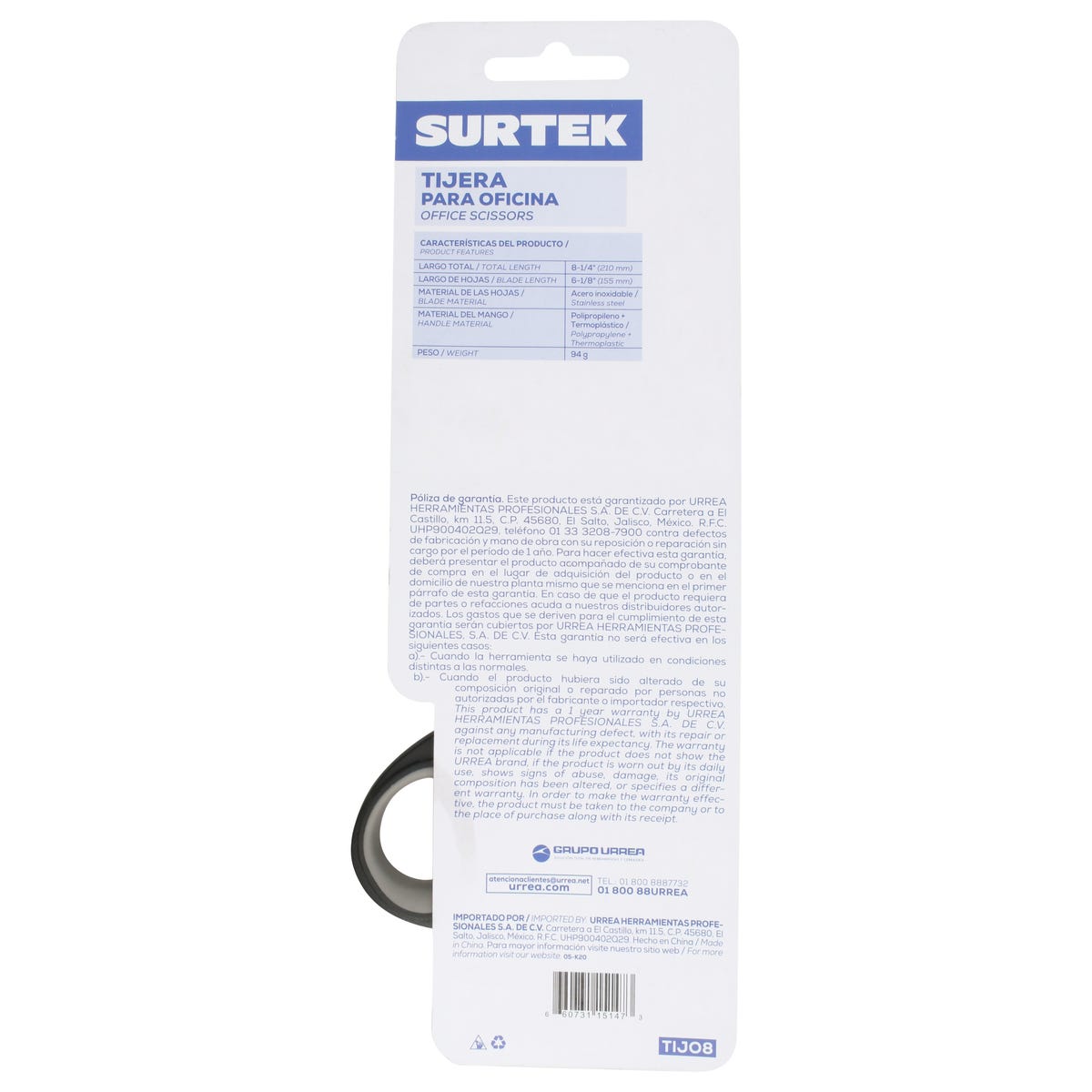 Tijeras Para Oficina 8-1/4, Surtek TIJO8