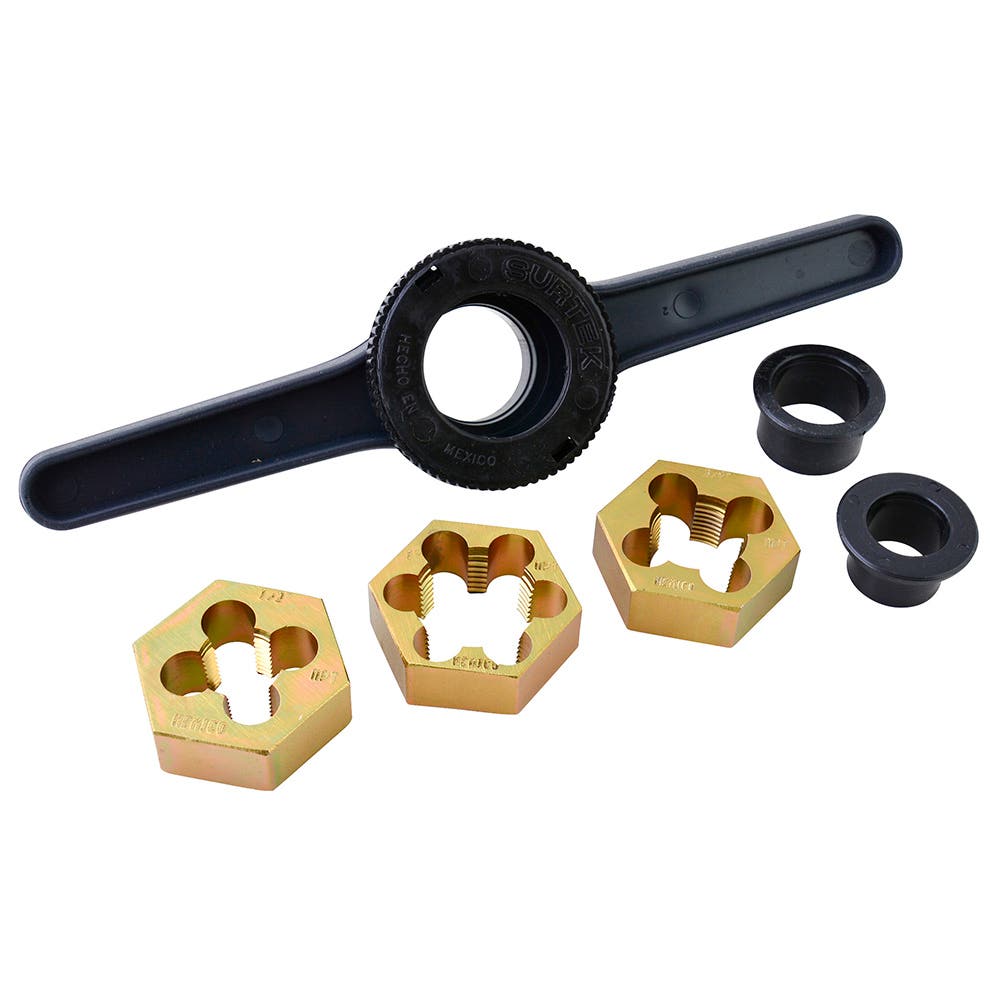 Juego De Tarraja Para Tubo De PVC De 1/2 A 1 NPT, 6 Piezas, Surtek TMP3