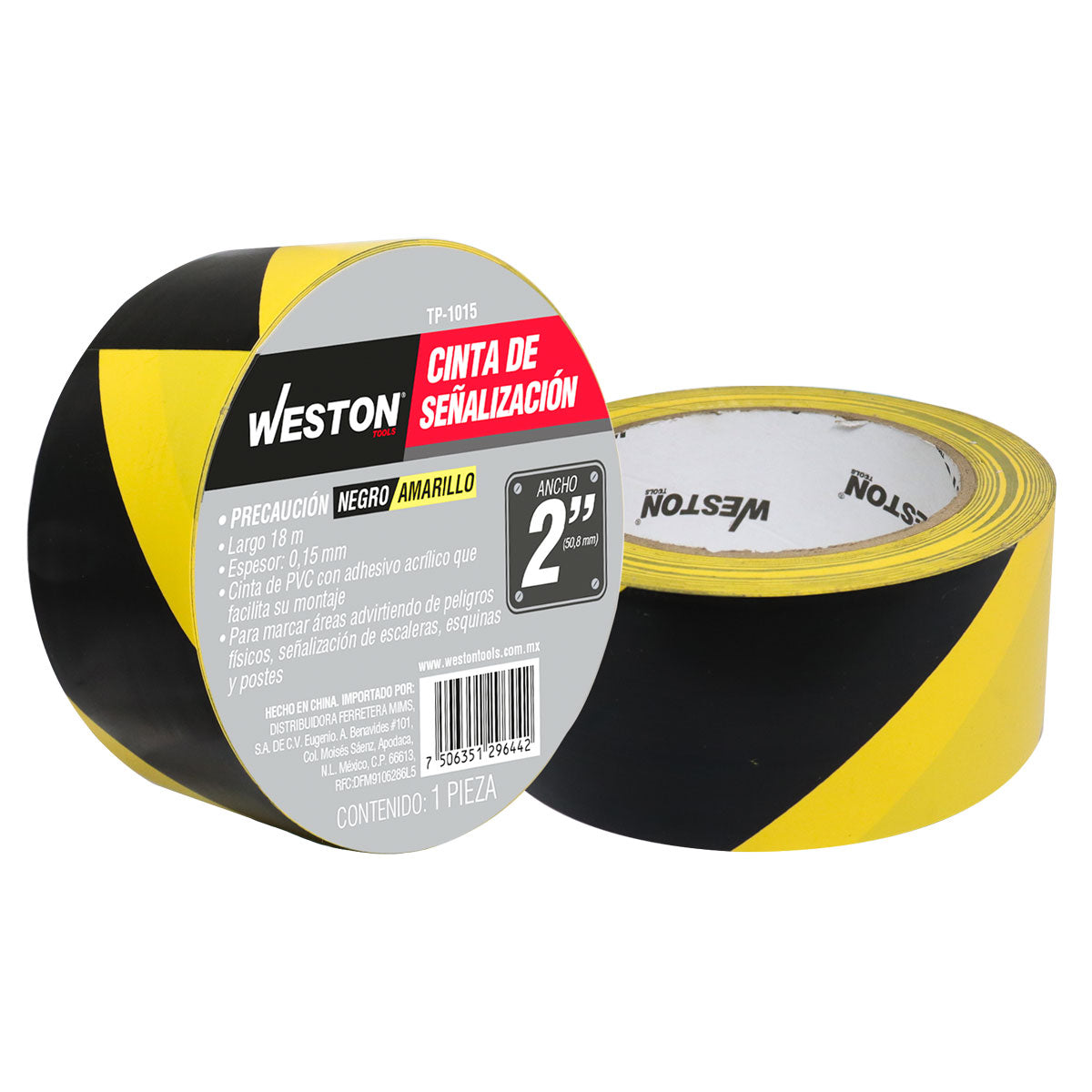 Cinta De Señalización Negro/Amarillo 50MM x 18M | TP-1015