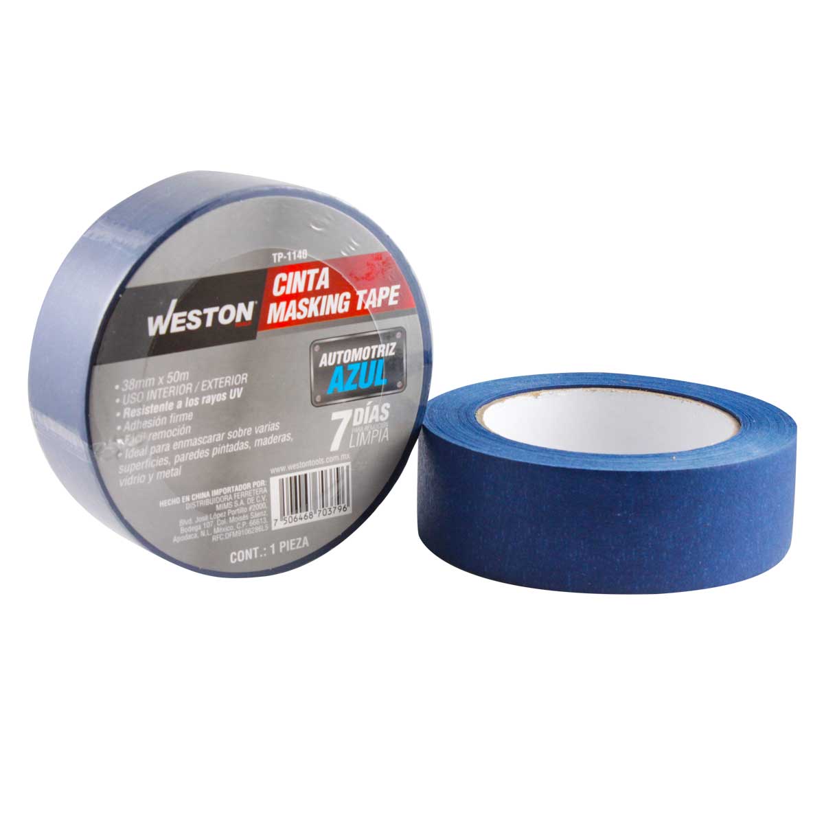 Cinta Masking Tape Azul Larga Duración 38MM x 50M | TP-1140