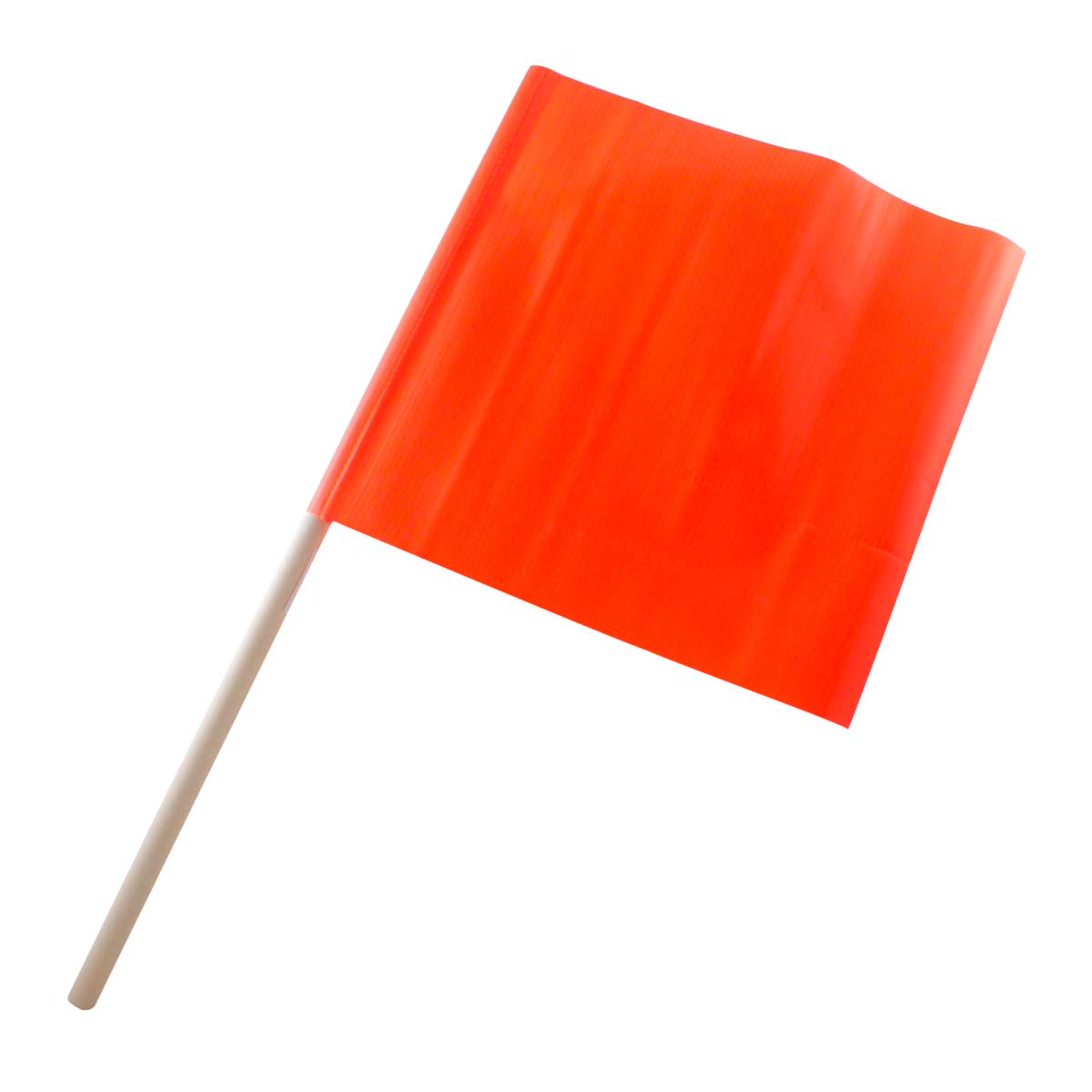 Banderola De Seguridad Naranja 30x30CM Mango De Madera Ø15MM x 60CM | TRA-0100