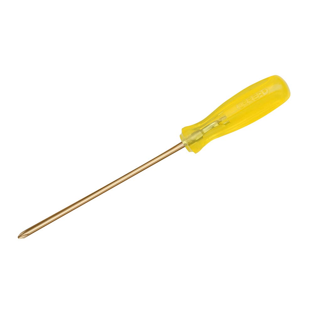 Destornillador De Bronce-Aluminio Antichispa Con Mango Ámbar, Punta Phillips De #2 10, Urrea UH9687