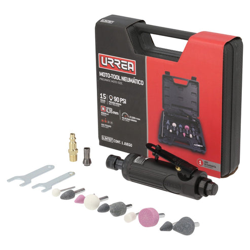 Juego De Moto-Tool Neumático Recto Con Accesorios, 15 Piezas, Urrea UJMT87