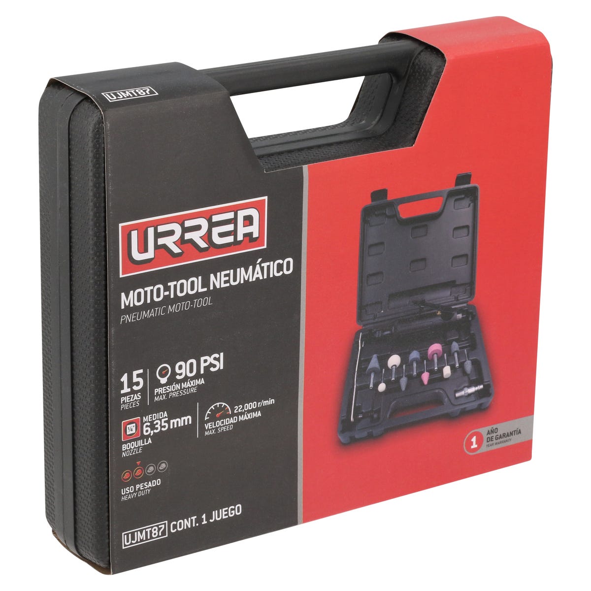 Juego De Moto-Tool Neumático Recto Con Accesorios, 15 Piezas, Urrea UJMT87