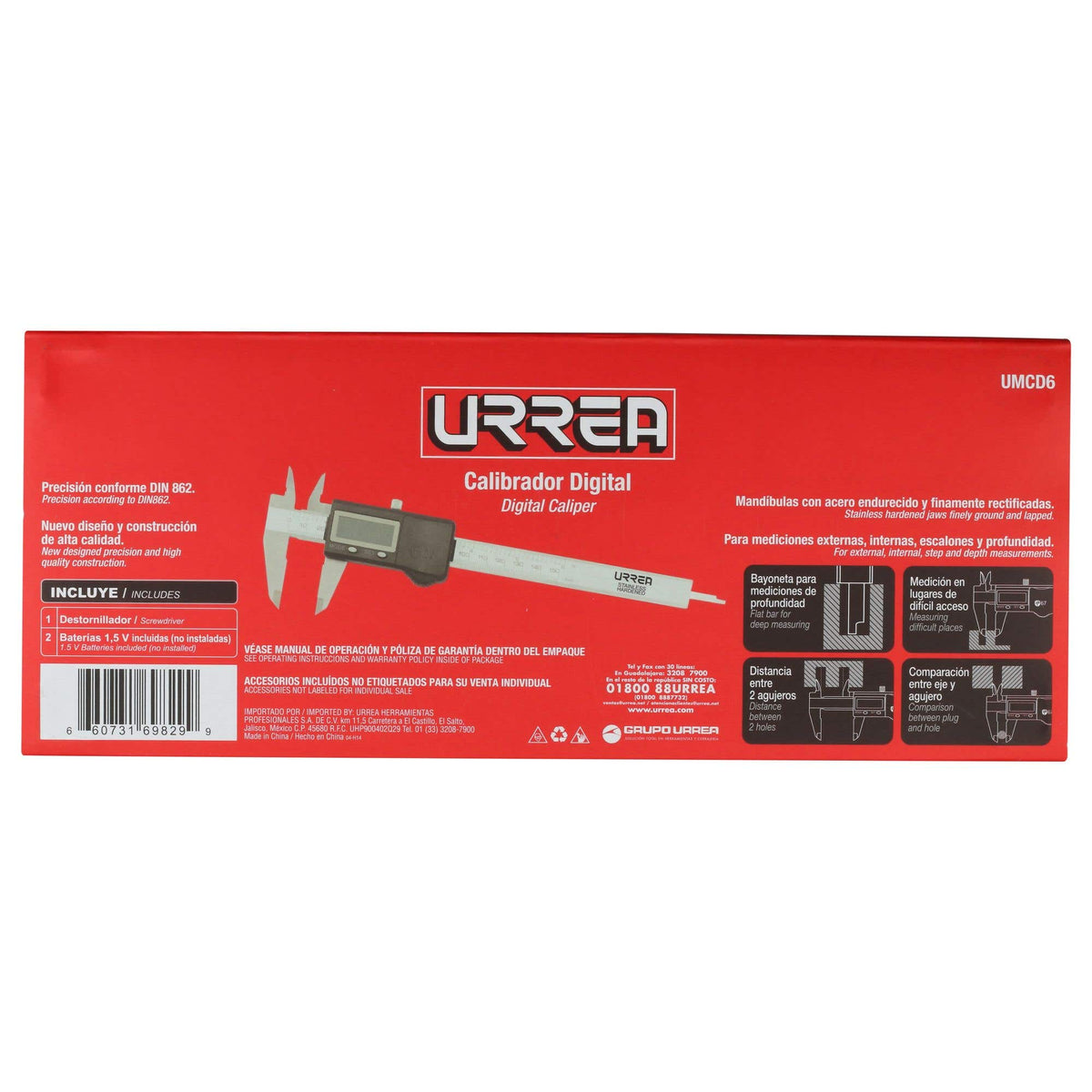 Calibrador Pie De Rey Digital 0-6, Urrea UMCD6