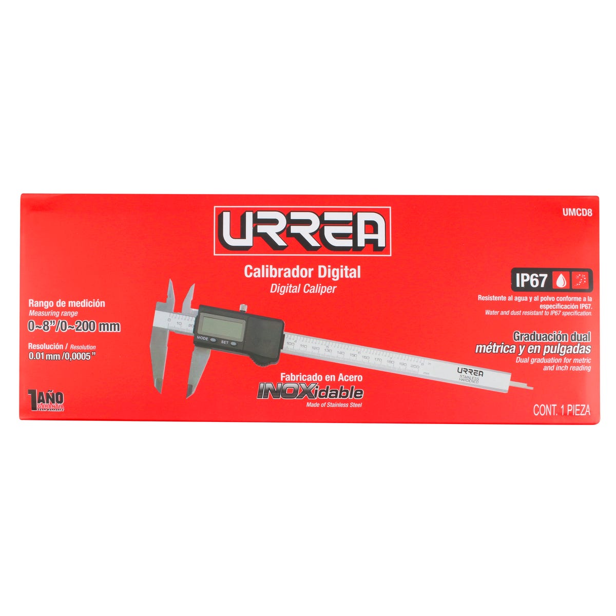 Calibrador Pie De Rey Digital 0-8, Urrea UMCD8