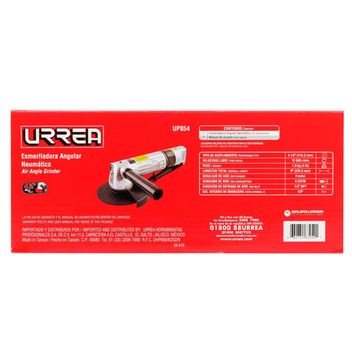 Esmeriladora Neumática Angular Para Discos Con Diámetro De 4-1/2 11, 000 RPM, Urrea UP854