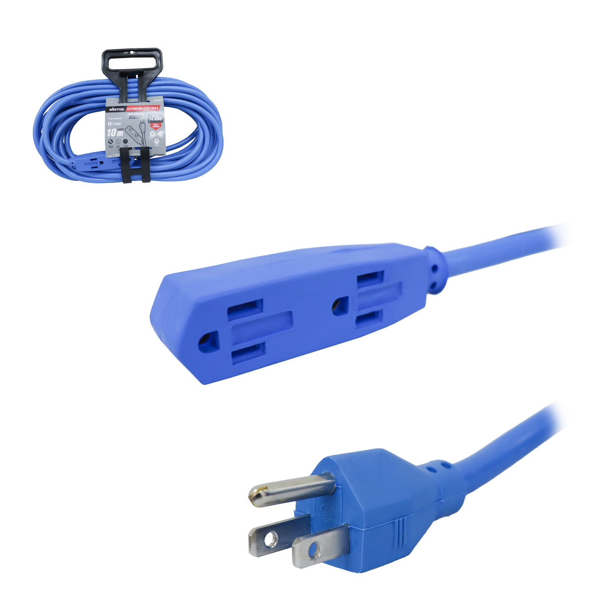 Extensión Industrial Tipo Banana 3 Contactos 3x14 Azul 10m | W-50325