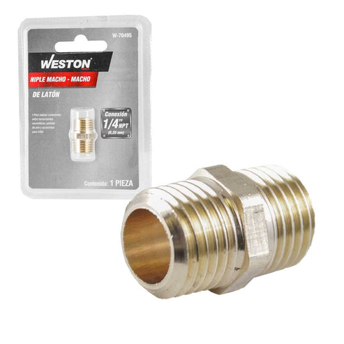 Niple De Latón 1/4'' NPT Macho-Macho | W-70495