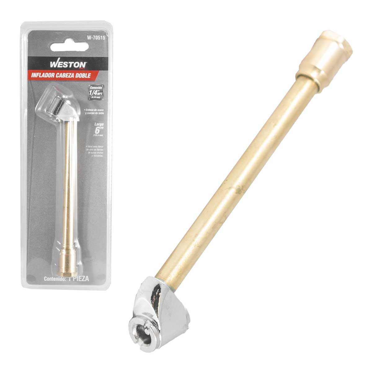 Inflador Cabeza Doble De Latón 1/4'' NPT | W-70515