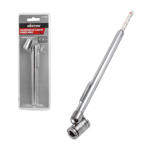 Calibrador De Llantas Cabeza Doble De Metal Con Clip 10 - 120PSI Largo 6" | W-70535
