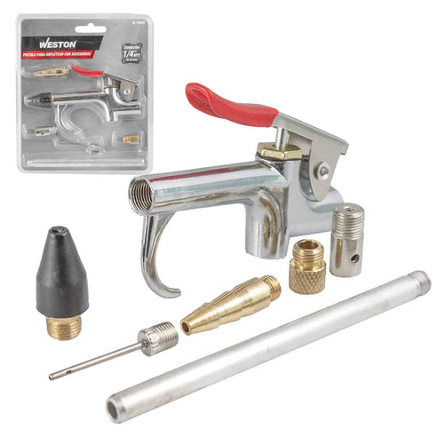 Pistola Sopleteadora Con 2 Boquillas Y 4 Accesorios 1/4'' NPT | W-70560