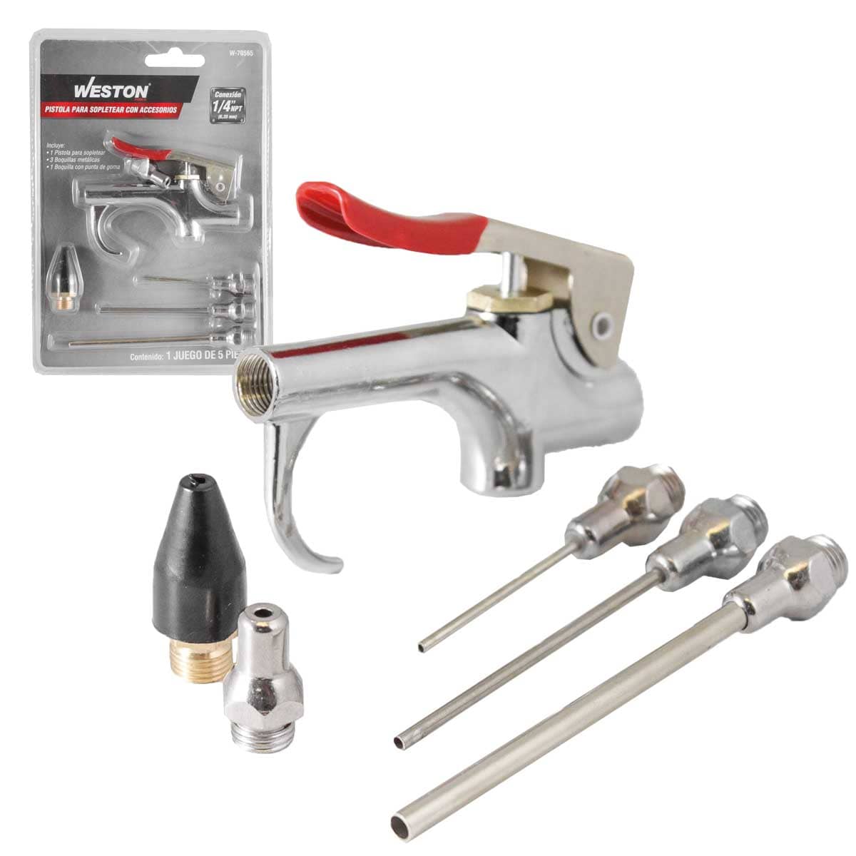 Pistola Para Sopletear Con Accesorios (Juego 5 Pzas) | W-70565