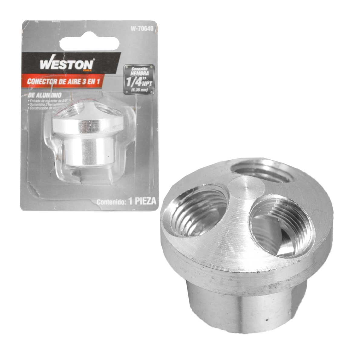 Conector De Aire 3EN1 3/8'' NPT Con 3 Salidas De 1/4'' NPT | W-70640