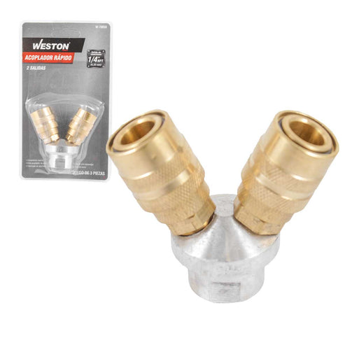Acoplador Rápido De 2 Salidas 1/4'' NPT Macho | W-70650