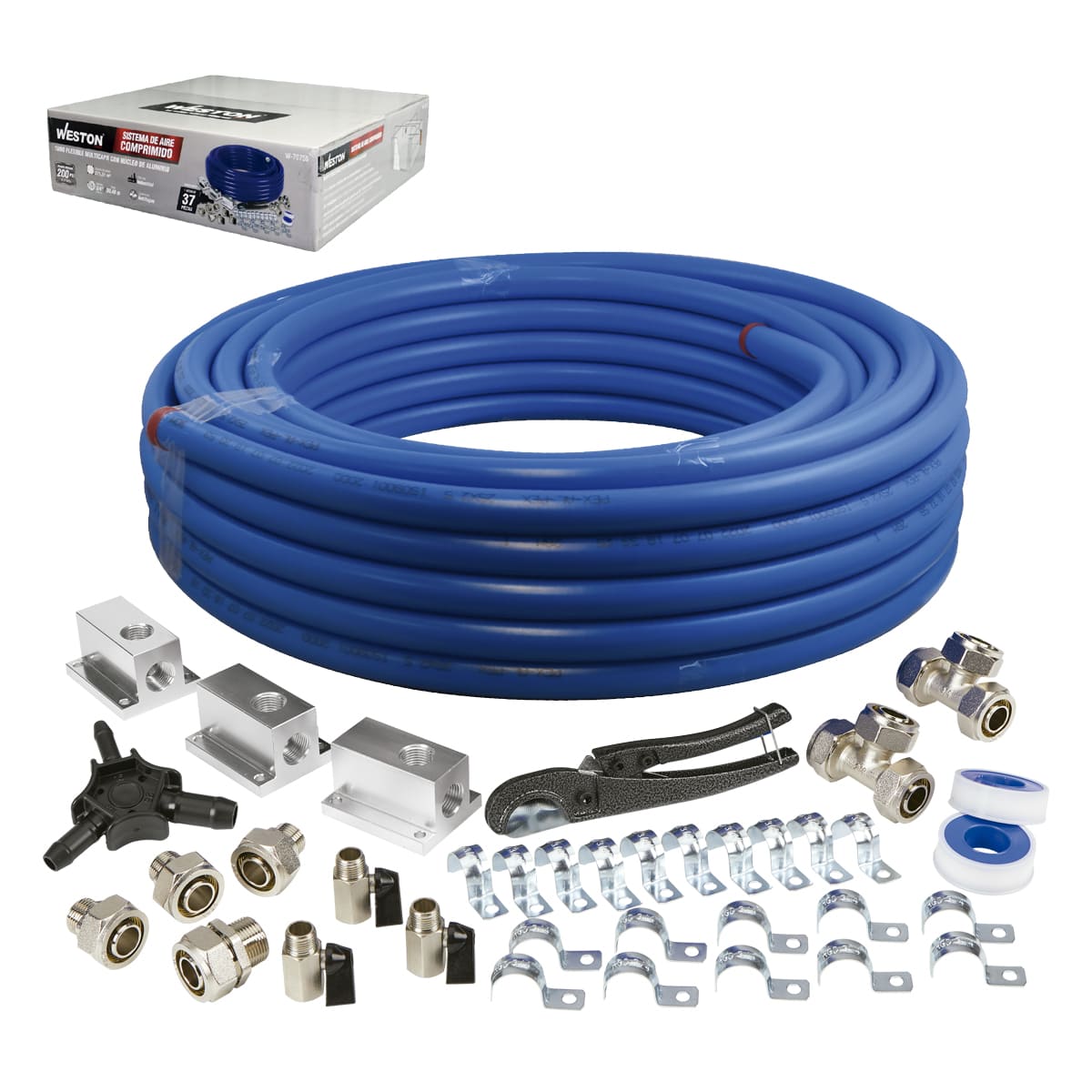 Sistema De Aire Comprimido 3/4" Con 100FT. De Tubo Con Centro Aluminio 200PSI | W-70755