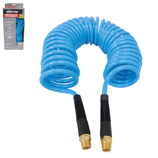 Manguera Para Aire De PU Tipo Resorte 3/8' X 25´ Conector 3/8'' NPT | W-70765