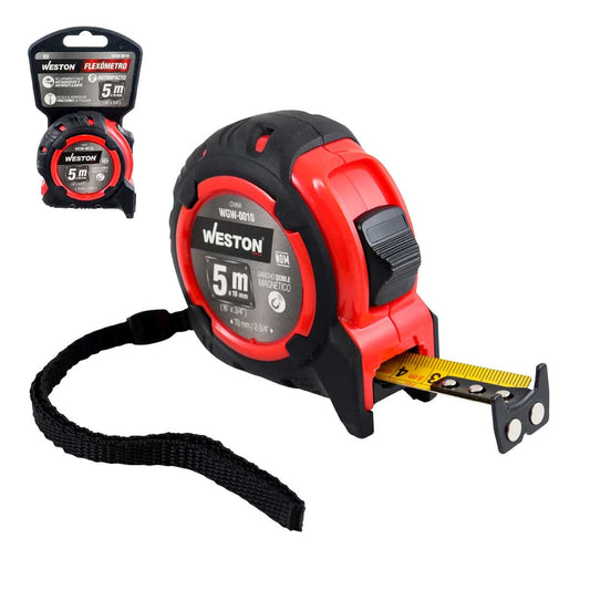 Flexómetro 5M X 19MM Rojo Anti Impacto | WGW-0010