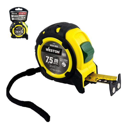 Flexómetro 7.5M X 25MM Amarillo Anti Impacto | WGW-0035