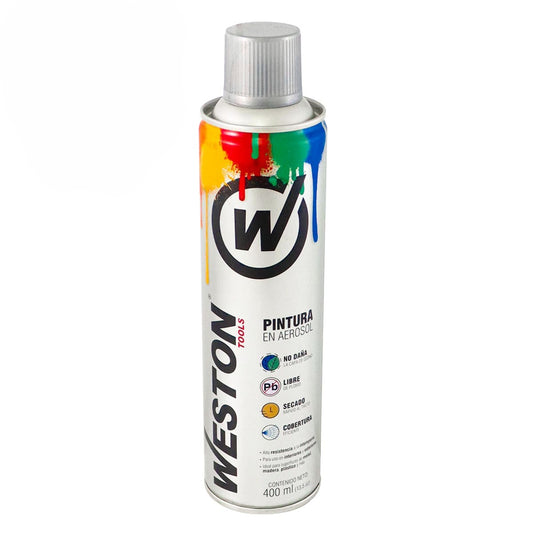 PINTURA AEROSOL PLATA METALICO 400ml (Precio x Pieza- Caja C/12 pzs) WM-0225