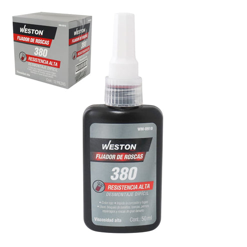 Fijador de Roscas Weston 380 Resistencia Alta Roja 50ml | WM-0910