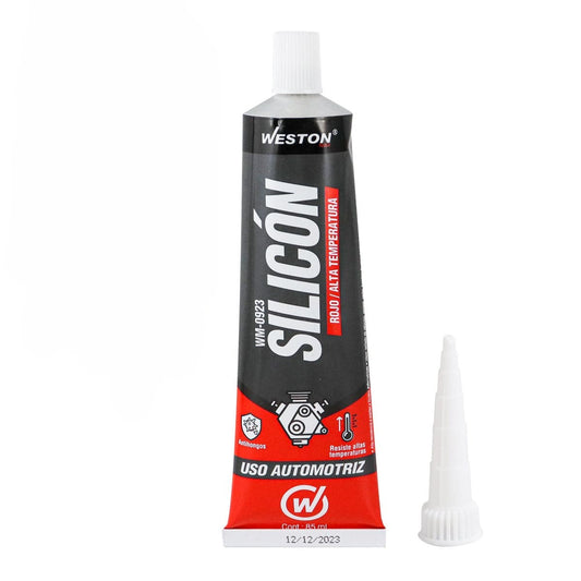 SILICON ROJO ALTA TEMPERATURA TUBO 85ML (Precio x Pieza - Caja C/12 pzs) WM-0923