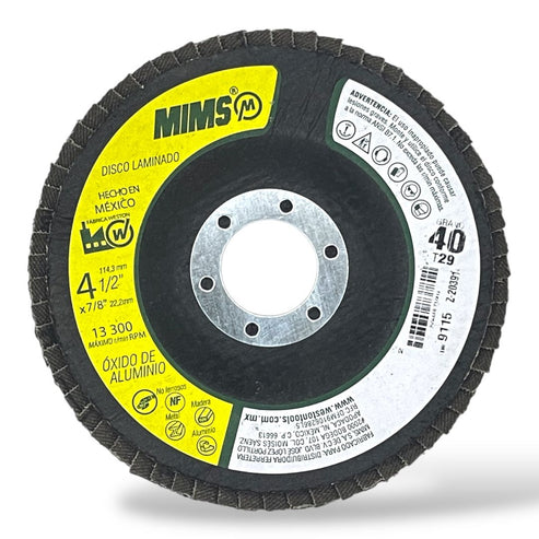 Disco Laminado Óxido de Aluminio 4-1/2" x 7/8" G40 T29 - Detalle del producto