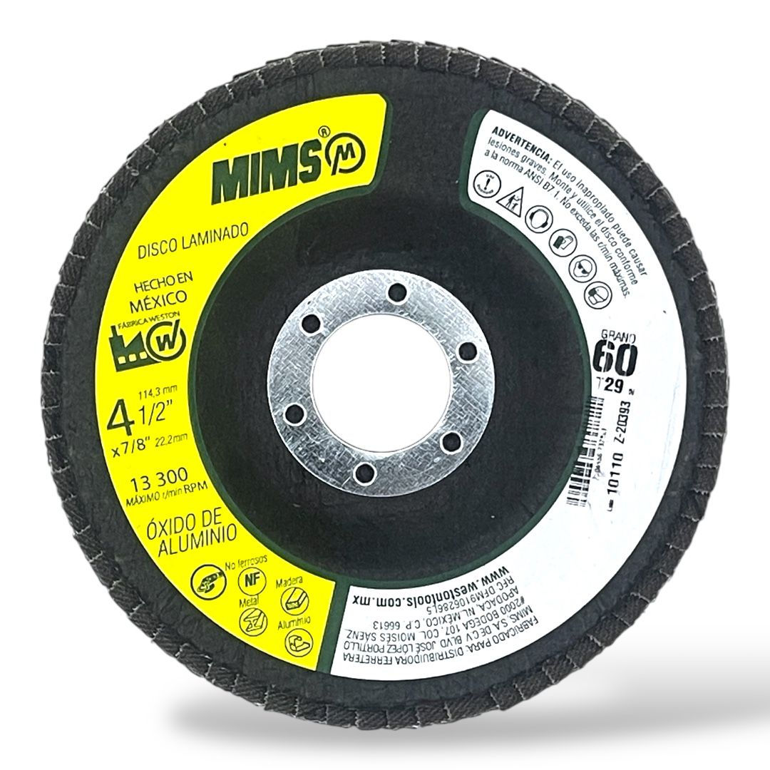 Disco Laminado Óxido de Aluminio 4-1/2" x 7/8" G60 T29 – MIMS Z-20393