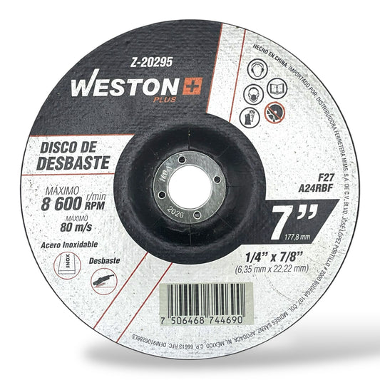 WST-Z-20295 Disco De Desabaste Para Acero Inoxidable 7" x 1/4"(6.35) x 7/8" F27