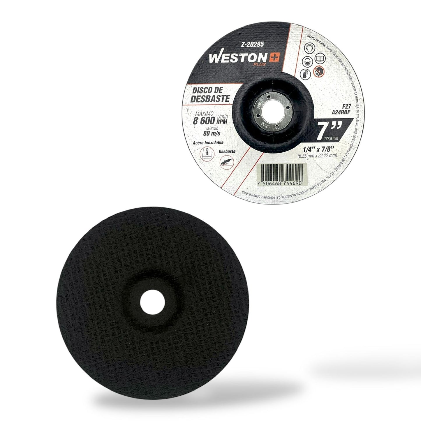 WST-Z-20295 Disco De Desabaste Para Acero Inoxidable 7" x 1/4"(6.35) x 7/8" F27