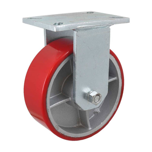 Rodaja Fierro Vaciado con PU Roja Fija 8" X 3" (203*75MM) | Y-1001-200