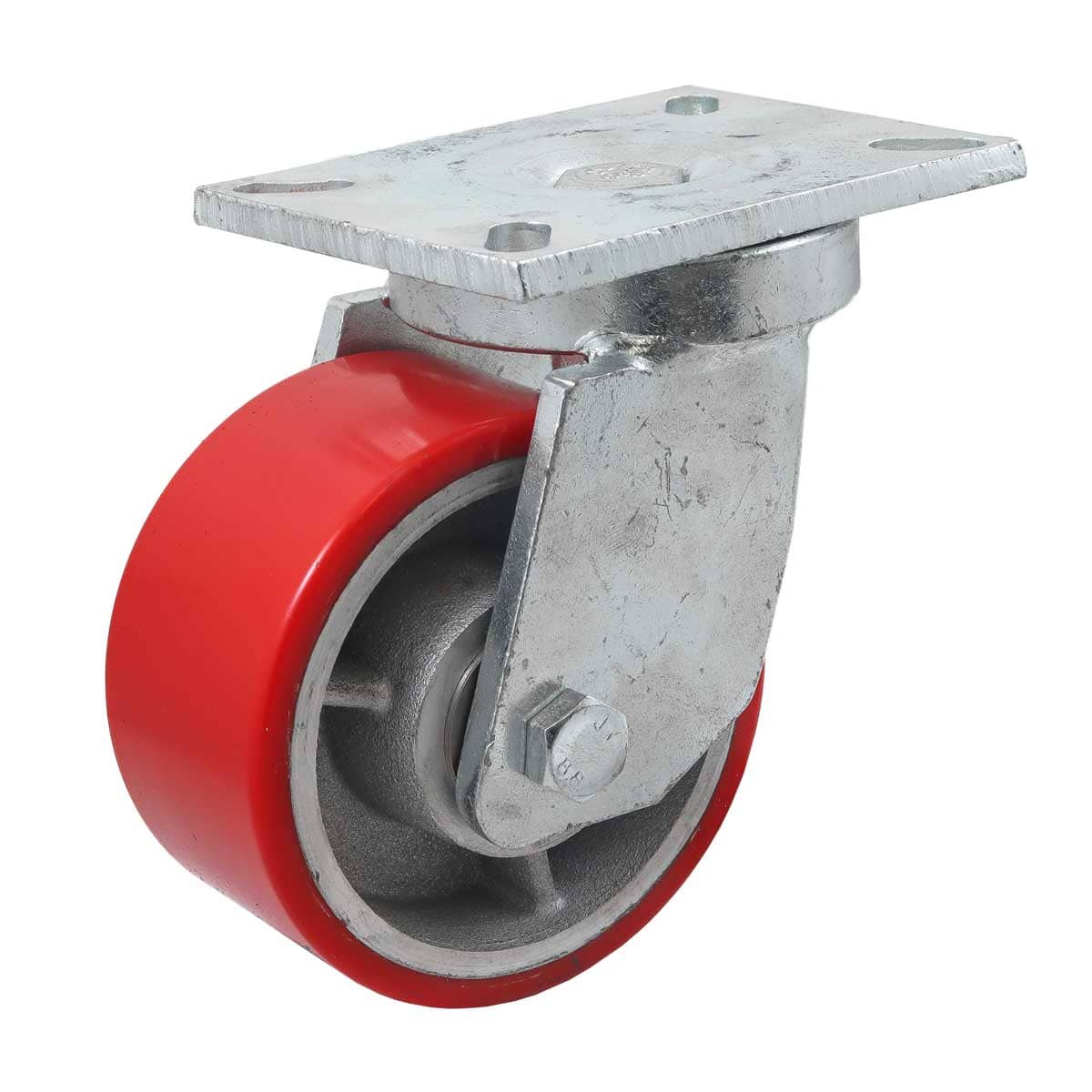 Rodaja Fierro Vaciado con PU Roja Giratoria 6" X 3" (152*75MM) | Y-1002-150