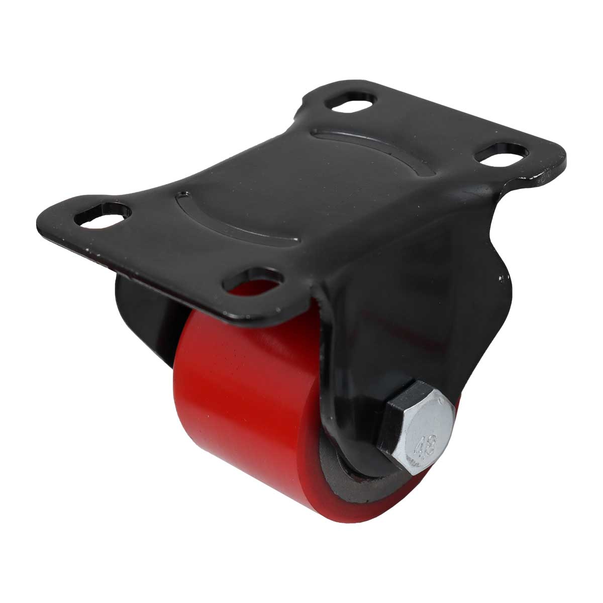 WST-Y-103 Rodaja de Fierro Vaciado con Poliuretano Rojo Horquilla Negra