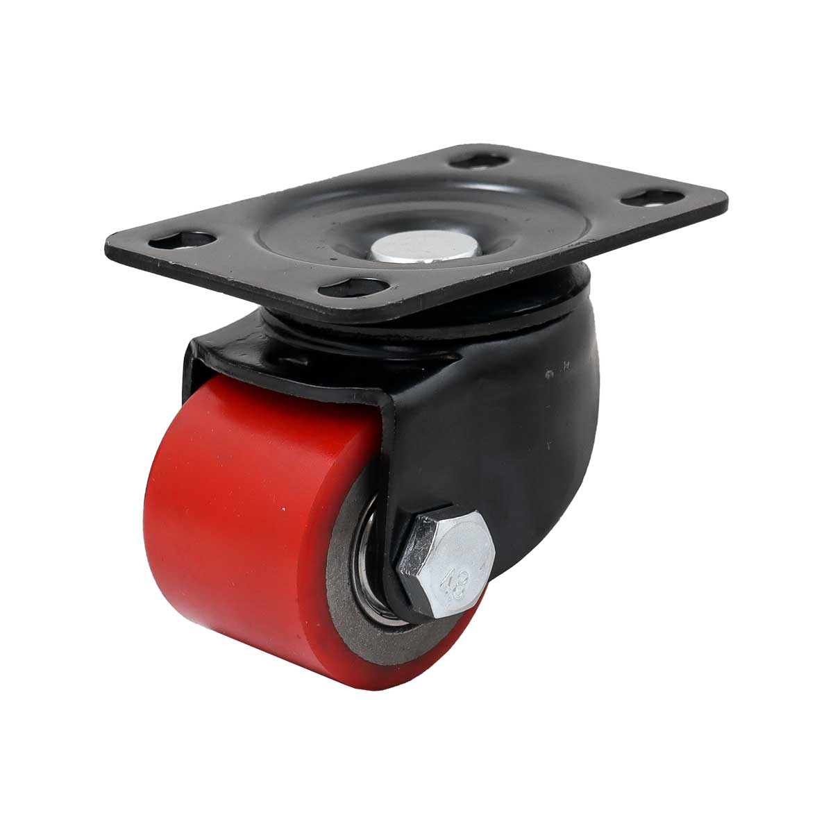 WST-Y-103 Rodaja de Fierro Vaciado con Poliuretano Rojo Horquilla Negra