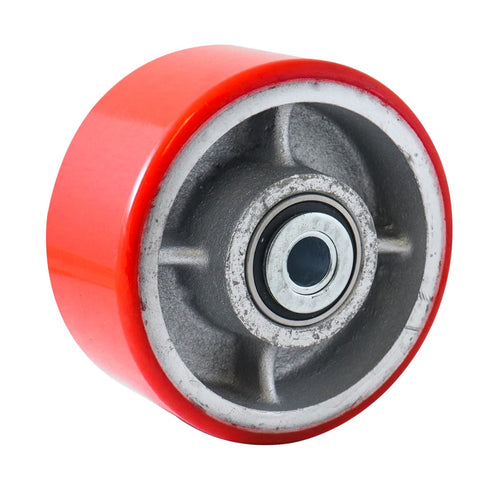 Rueda Fierro Vaciado con PU Roja 6X3" con Balero | Y-1039-152