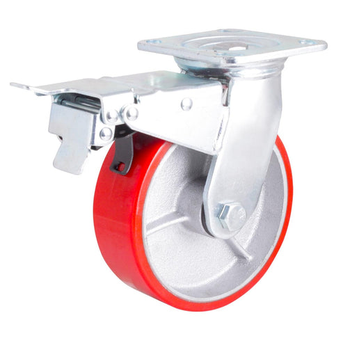 FIERRO VACIADO C/PU ROJO C/FRENO TOTAL 6 X 2" Y-1042-150