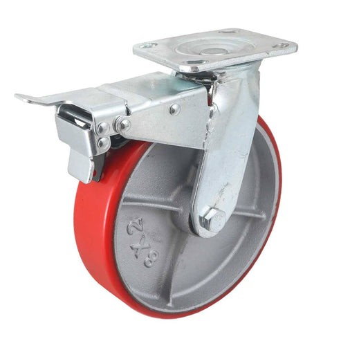 FIERRO VACIADO C/PU ROJO C/FRENO TOTAL 8 X 2" Y-1042-200