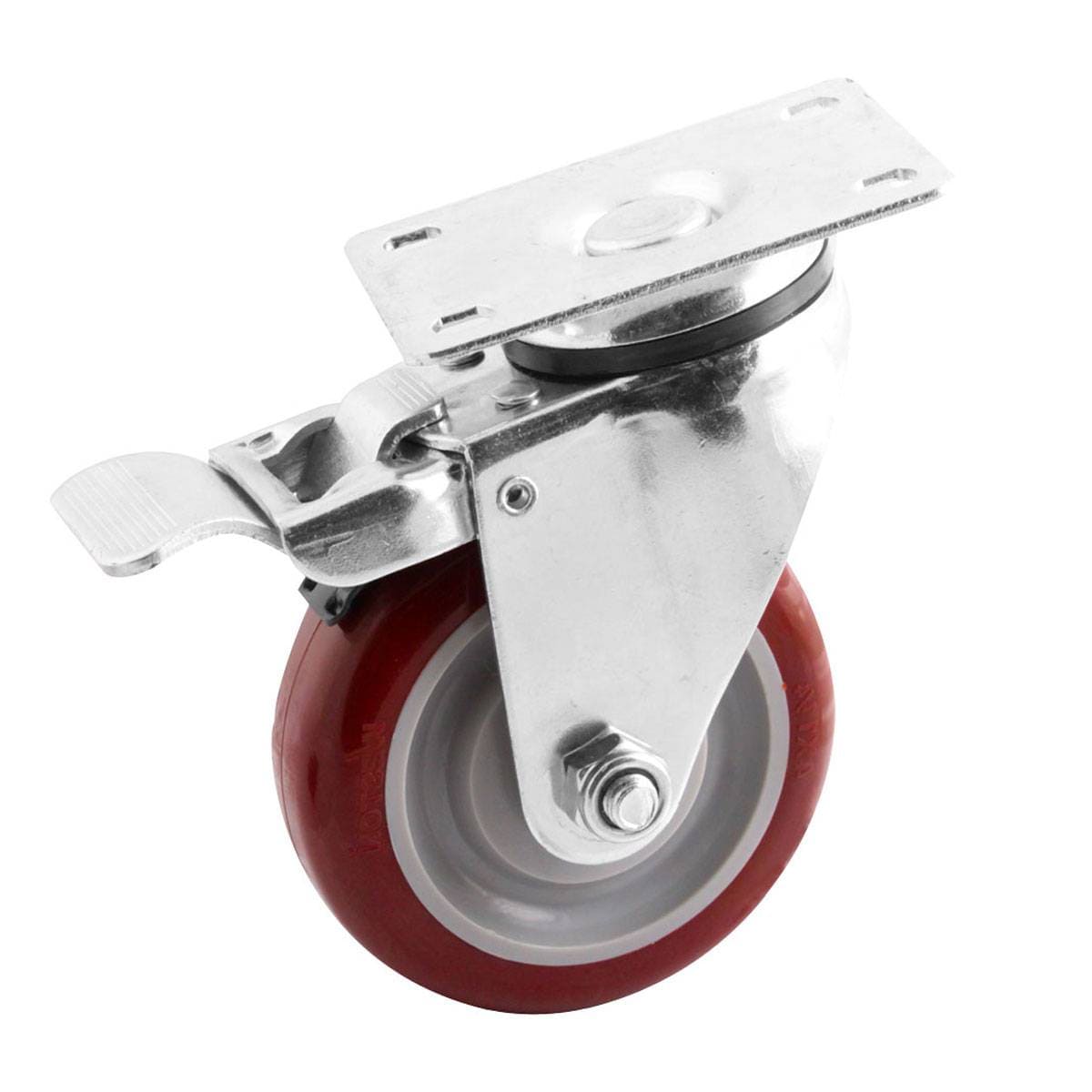 Rodaja Marrón PU Giratoria con Freno Total 5X1-1/4" | Y-1048-125