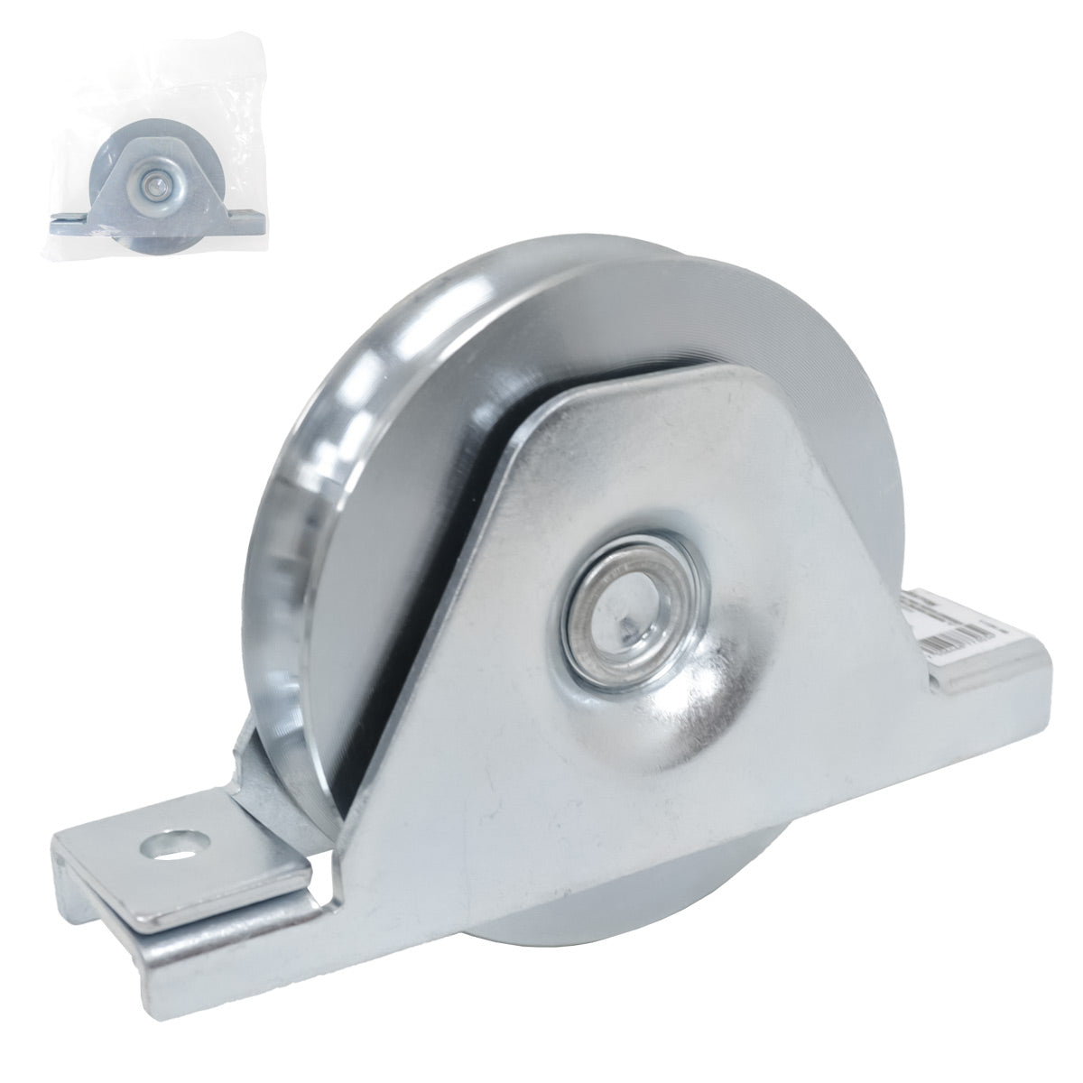 Rueda Para Puerta Corrediza De Acero Zincada Ranura "U" Fija 4" x 20MM | Y-1134-100