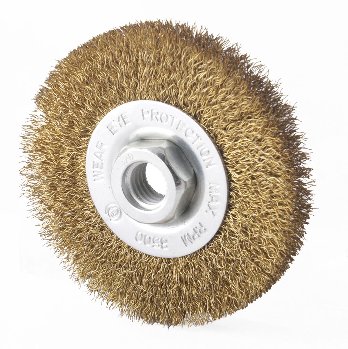 Cepillo Circular Ondulado 4" x 5/8"-11 Ancho 1/2" Alambre Latonado 0.012"