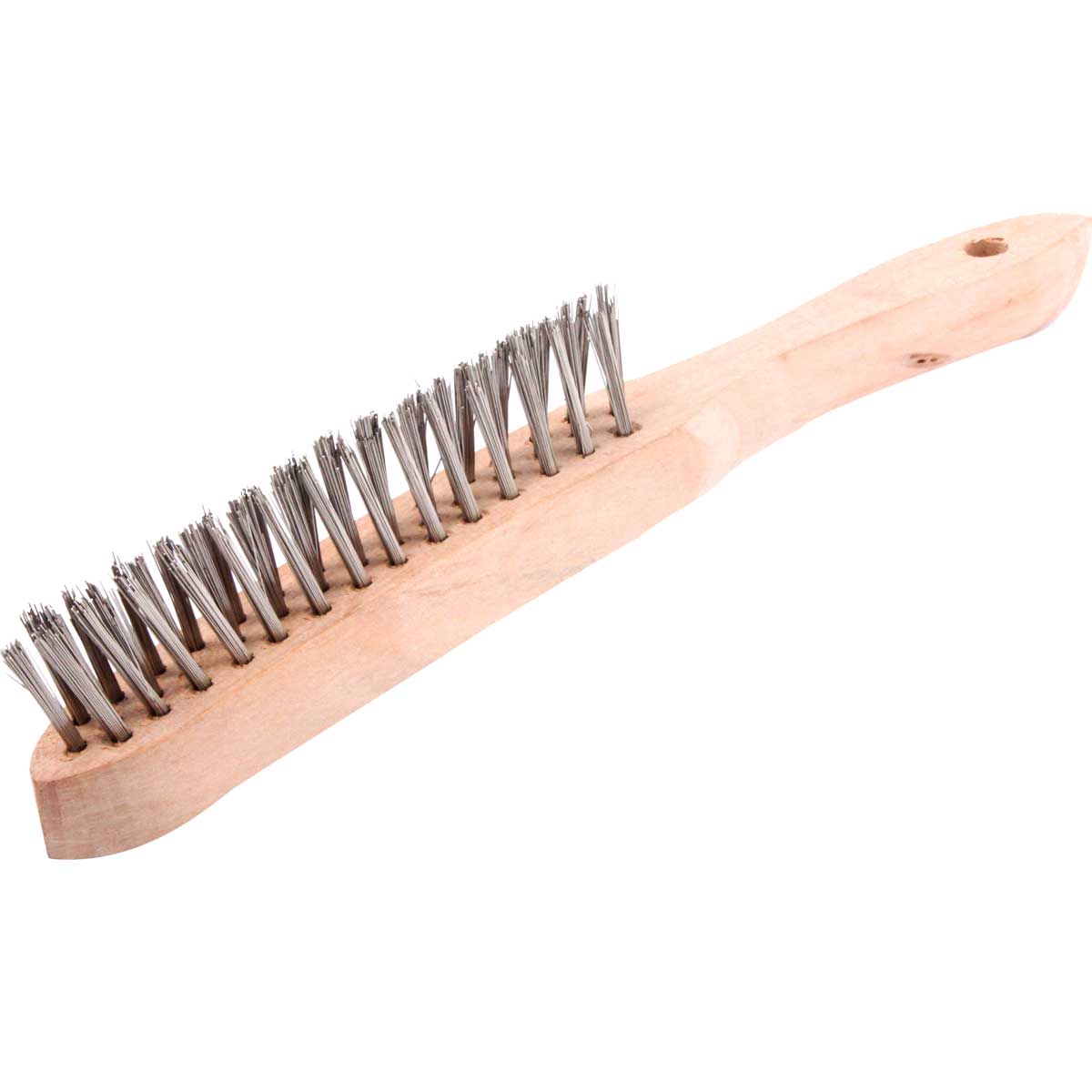Cepillo con Mango Madera 3X14 Pinceles Forma V Acero Inoxidable .014"
