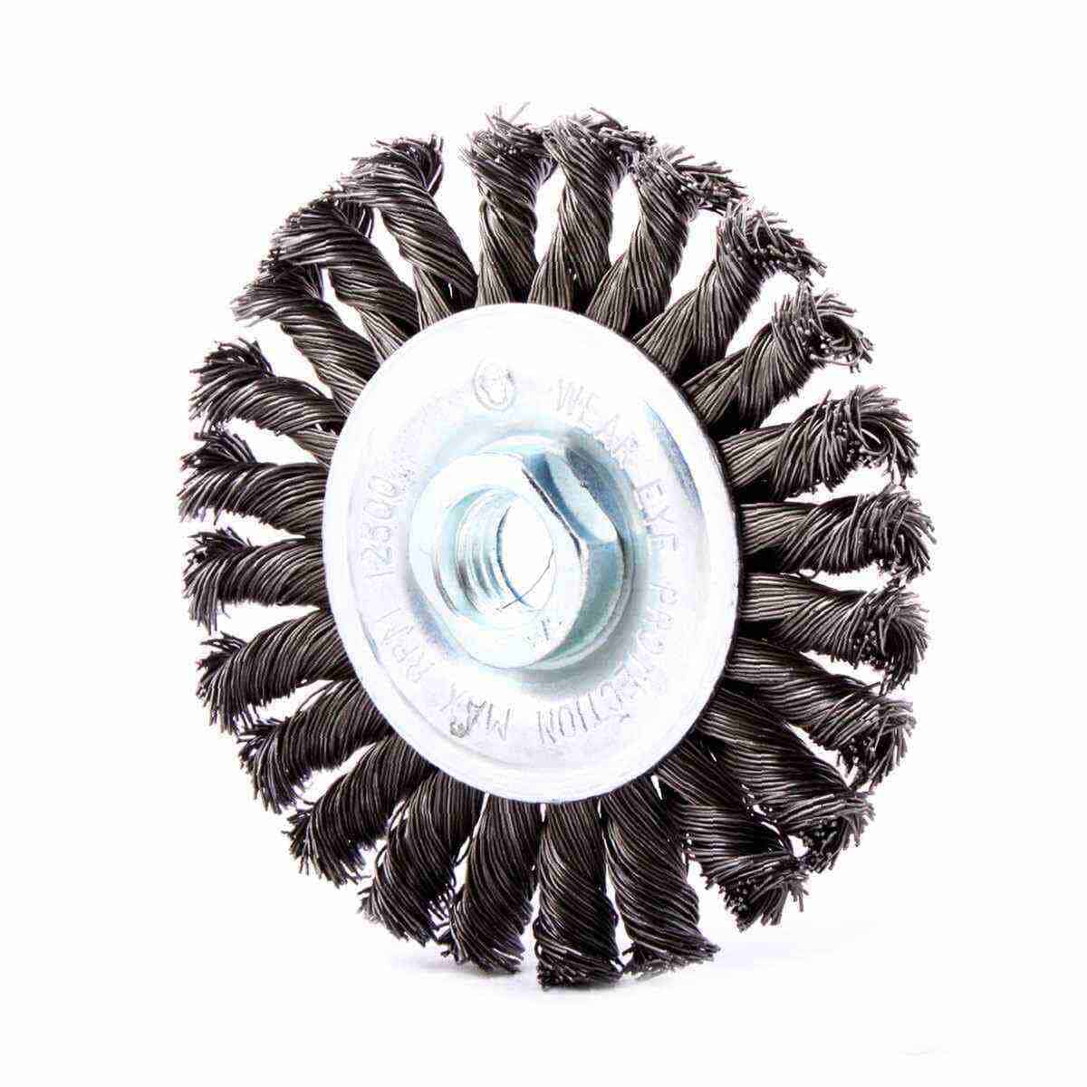 Cepillo Circular Trenzado 4" x 5/8-11 Cara Delgada Acero Al Carbón .020"