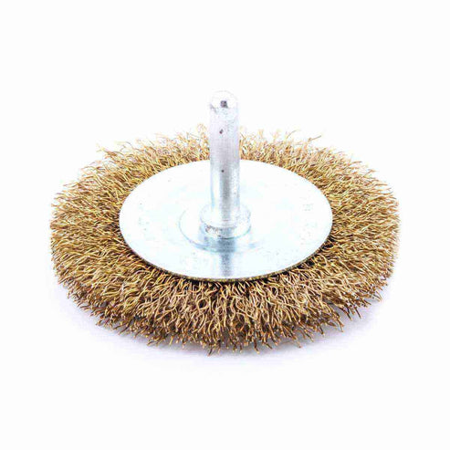 Cepillo Circular Ondulado 3" con Vástago 1/4" Alambre Latonado .014"