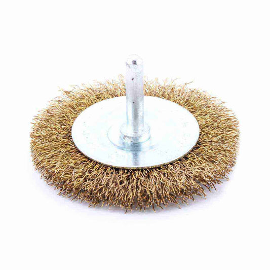 Cepillo Circular Ondulado 3" con Vástago 1/4" Alambre Latonado .014"