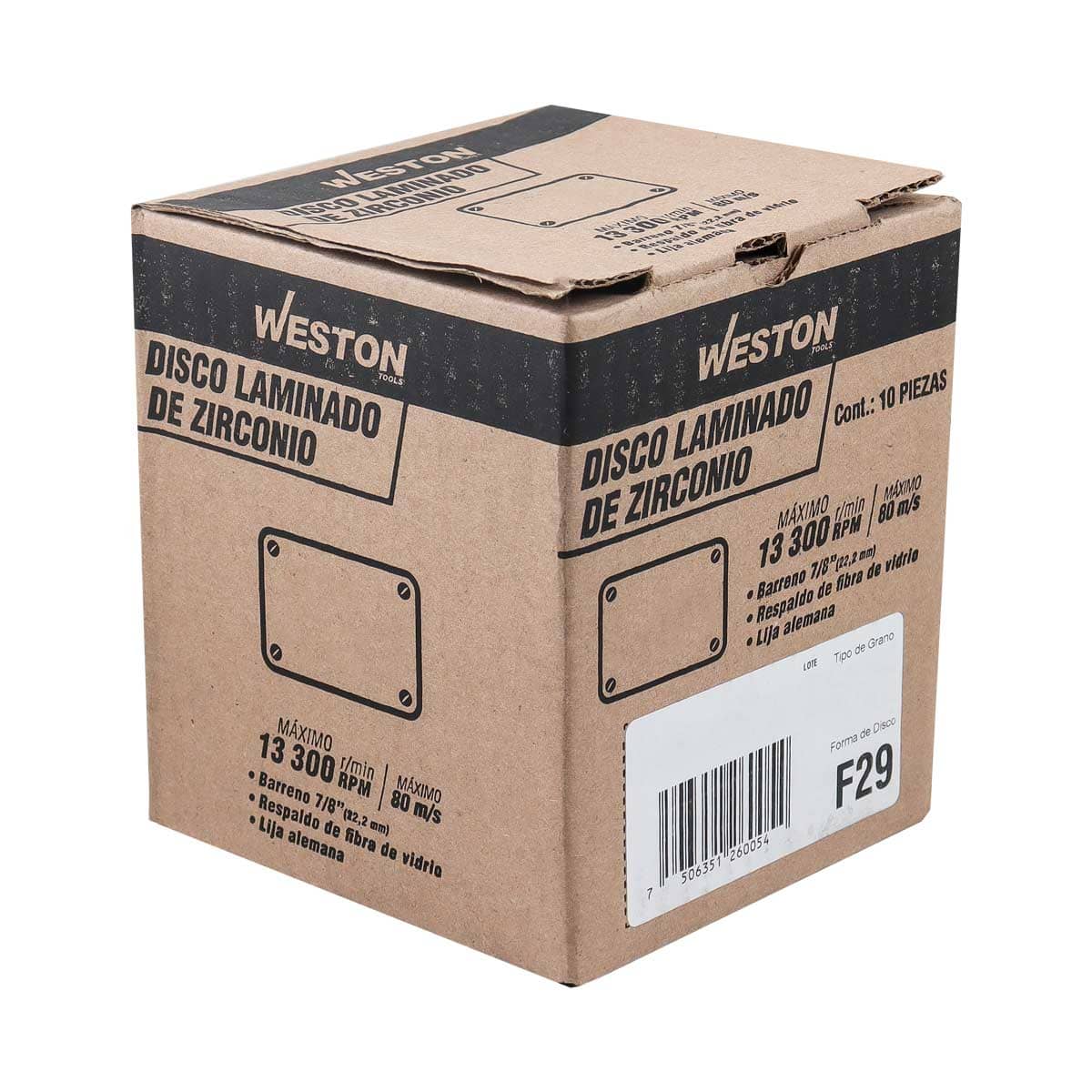 Disco Laminado de Zirconia 4-1/2" Grano 60 T29 Weston Z-13502 | Z-13502