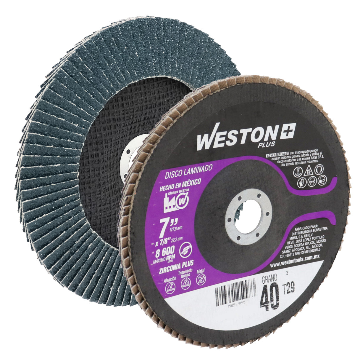 Disco Laminado Zirconia 7" Grano 80 Weston Plus | Z-13524